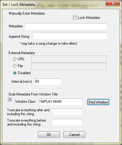 Edcast metadata configuration to grab XMPlay's title