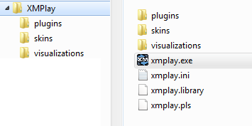 Example directory structure, with separate folders for plugins, visuals and skins