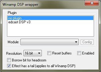 Winamp DSP wrapper configuration panel