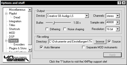 Device options