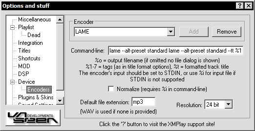 Encoder options